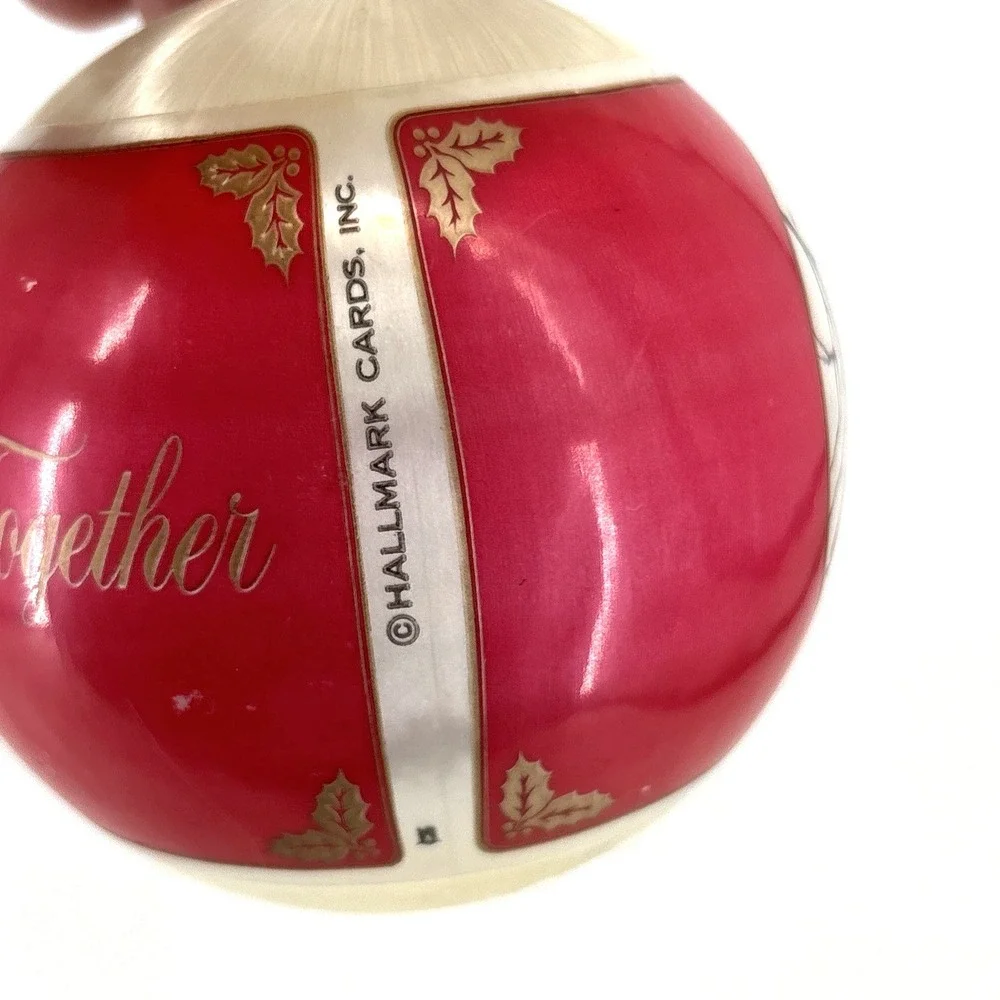 Hallmark 1977 Our First Christmas Together Satin Bulb Ornament Cardinals Red‎